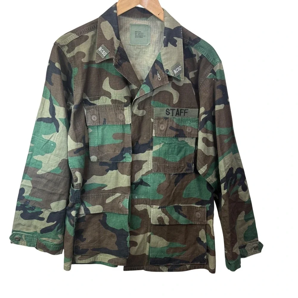 American Apparel US Military woodland camo BDU Jacket staff BCSO medium regular‎
